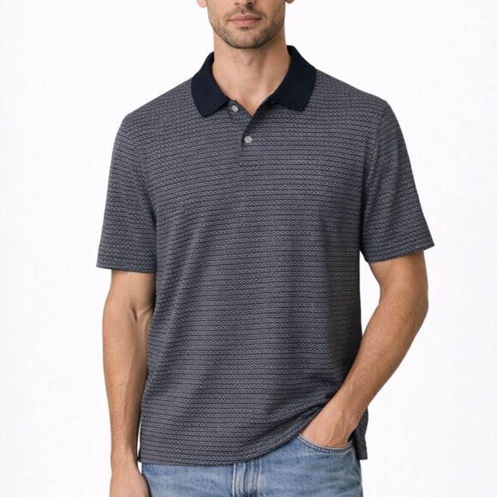 Theory Polo Shirt Men's‎ XXL Size Gray Short Sleeve Pima Cotton Casual Classic